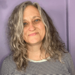 Image of writer Sherrie Flick against a purple background